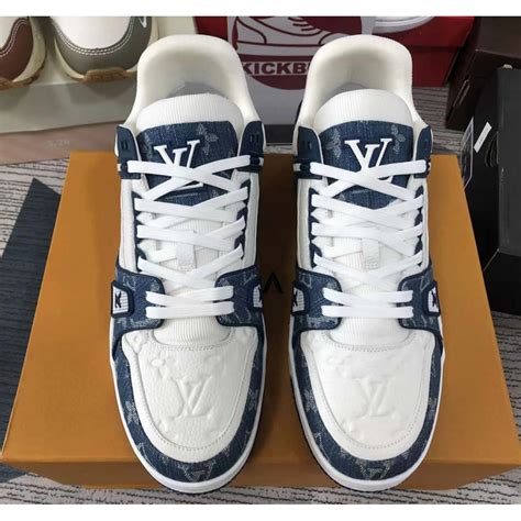 louis vuitton white and blue sneakers|louis vuitton low top sneakers.